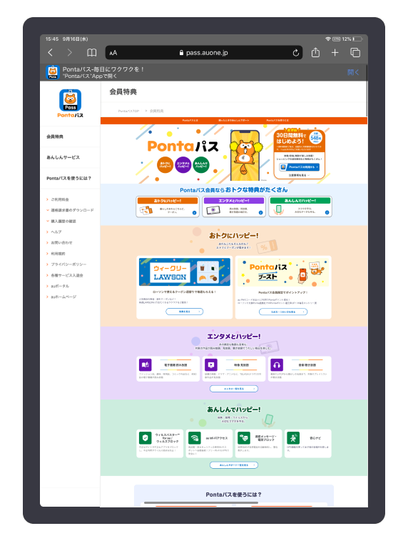 ※”すべてのWebサイト”をONにした場合、上記画面はPC向けブラウザとなります。　PC向けブラウザ